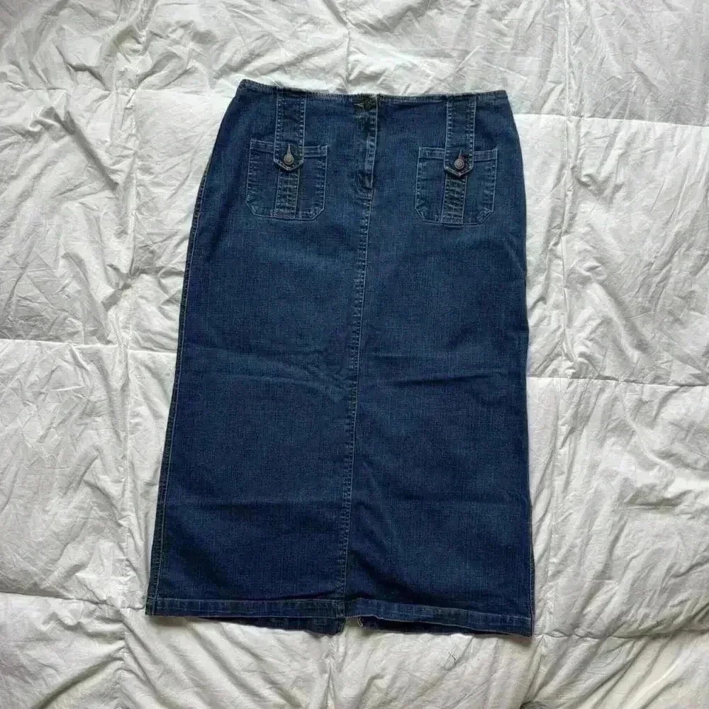 Faded glory Vintage blue denim pencil maxi skirt womens sz 12 y2k grunge boho